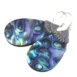 Abalone Muschel Ohrringe Ohrhänger blau schimmernd 925 Echtsilber