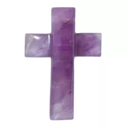 Amethyst Edelstein Kreuz Anhänger gewölbt gebohrt lila violett
