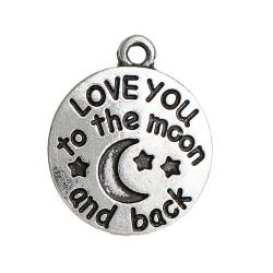 *Love you to the moon and back* Charm Anhänger Karabiner oder Handyband