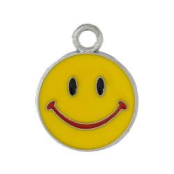Smiley Charm gelb Emoji lachend mit Karabiner oder Handyband