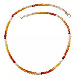 Feueropal rot gelb Edelstein Button Halskette Kette 45 cm