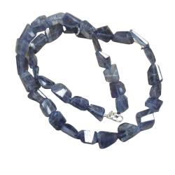 Iolith Wassersaphir Edelstein freeform facettiert Halskette Kette 45 cm