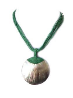 Muschel Halskette Kette grünes Band metallfrei