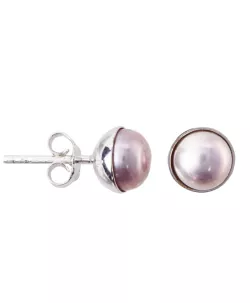 Perle violett Ohrstecker Ohrringe 7mm flieder Silberfassung