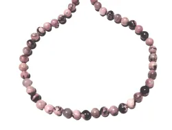 Rhodonit rosa schwarz Edelstein Halskette Steinkette