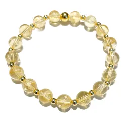 Rutilquarz Edelstein Armband Stretcharmband mit Echtsilber Perlen vergoldet  Längen Wahl