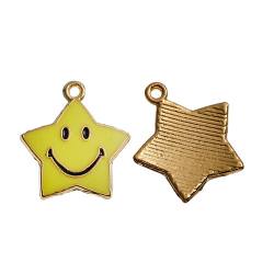 Stern Charm gelb golden Smiley Emoji lachend mit Karabiner oder Handyband
