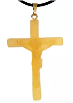 Weihrauch Anhänger Kreuz mit Jesus Christus gelb
