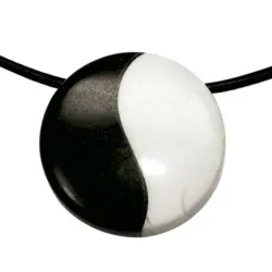 Yin Yang Kettenanhänger Anhänger schwarz weiß gebohrt Magnesit Obsidian