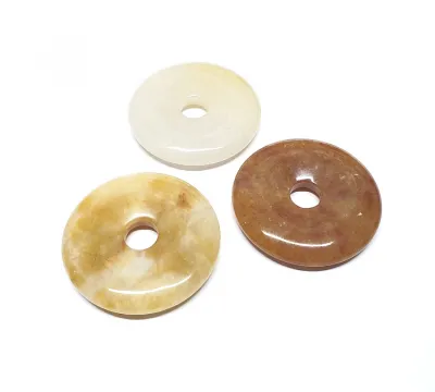 Jade gelb Edelstein Donut Ketten Anhänger