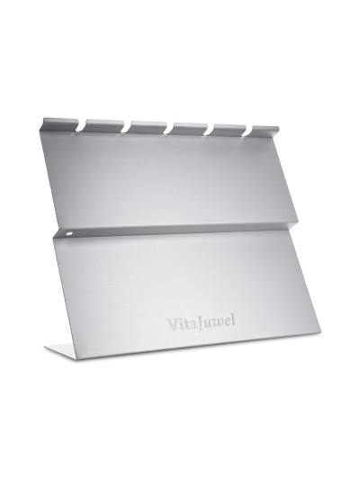 VitaJuwel Halter 5-fach aus Aluminium silbern für Phiolen/Edelsteinstäbe