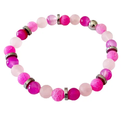 Achat Rosenquarz Hematit Designerarmband Edelstein Armband Längen Wahl