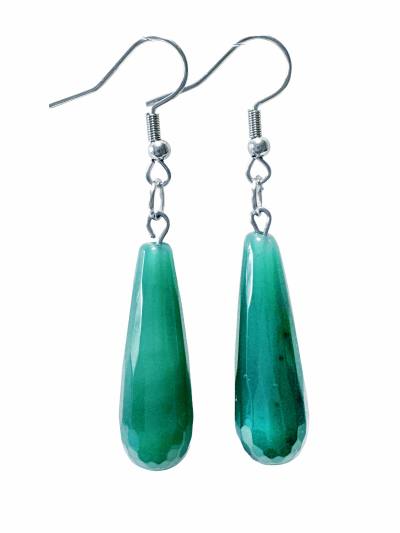 Achat grün Tropfen Ohrringe Ohrhänger Chirurgenstahl Haken