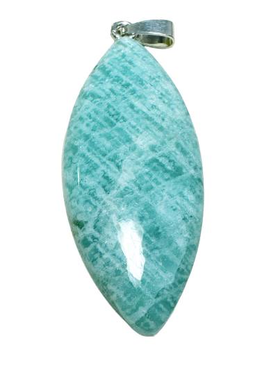 Amazonit Navette Cabochon blaugrün mint Kettenanhänger 925er Silberöse