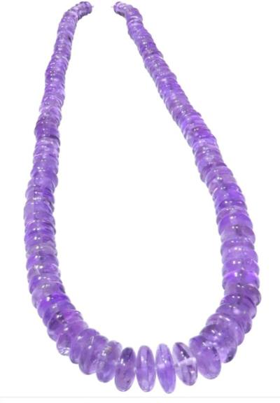 Amethyst Button im Verlauf violett Edelstein Kette Halskette Verlängerung