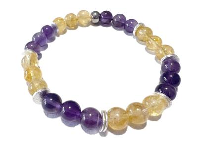 Amethyst Citrin gelb violett Echtsilber Edelstein Heilstein Armband Längenwahl