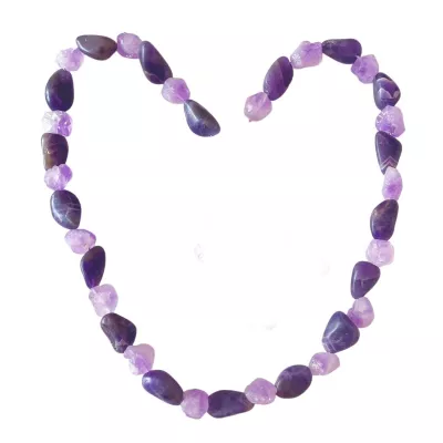 Amethyst violett Duo Natur Edelsteinkette Rohsteine hell Trommelsteine