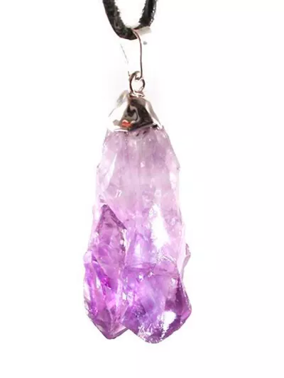 Amethyst Edelstein Kristall Spitze Silberkappe Ketten Anhänger violett