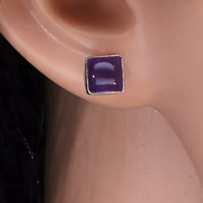 Amethyst Edelsteinohrstecker Silberohrstecker Ohrringe quadratisch