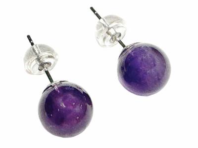 Amethyst Edelstein Kugel Ohrstecker Echtsilber