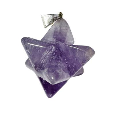 Amethyst violett lila Merkaba Sterntetraeder Silber Anhänger