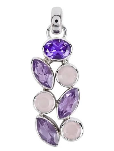 Amethyst Rosenquarz Designeranhänger Silberanhänger Anhänger Kettenanhänger violett rosa