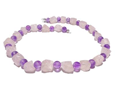 Rosenquarz Amethyst Kristall Edelstein Halskette rosa violett Längenwahl