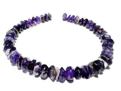 Amethyst violettt Edelstein Kette Collier mit Echtsilber Plättchen 44-48 cm