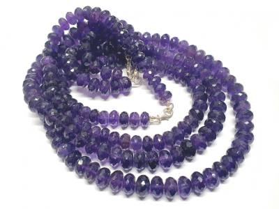 Amethyst facettiert Button Edelsteinkette Halskette violett Kette