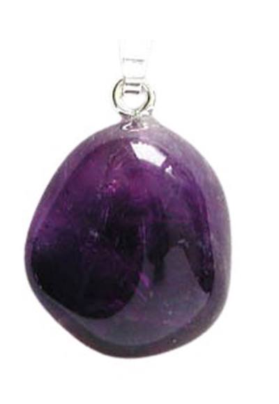Amethyst dunkelviolett violett Cabochon Edelstein Ketten Trommelstein Silber Anhänger