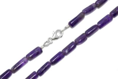 Amethyst Edelstein Halskette Walzen Echtsilberverschluss