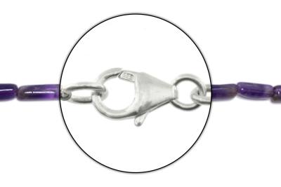 Amethyst Edelstein Halskette Walzen Echtsilberverschluss