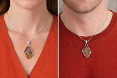 Ammolith Edelstein Heilstein Silber Ketten Anhänger rhodoniert