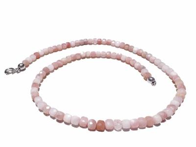 Andenopal rosa pink facettiert Würfel Edelstein Halskette Längenwahl