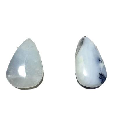 Andenopal blau Trommelstein Tropfen Ketten Anhänger gebohrt