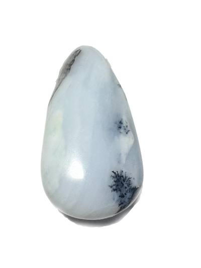 Andenopal blau Trommelstein Tropfen Ketten Anhänger gebohrt