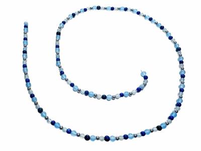Edelstein Brillenkette Aquamarin Lapislazuli  Angelit blau Echtsilber Perlen Längenwahl