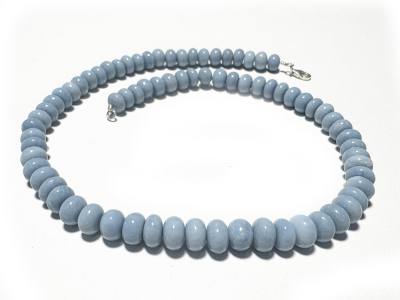 Angelit Anhydrit Edelstein Button Halskette blau 45cm