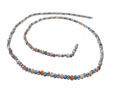 Edelstein Brillenkette Apatit blau Sonnenstein rotorange Echtsilber Brillenband Längenwahl