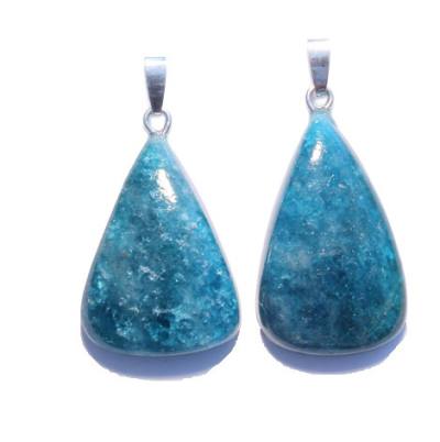 Apatit blau Tropfen Cabochon Edelstein Ketten Anhänger Echtsilberöse