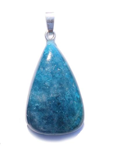 Apatit blau Tropfen Cabochon Edelstein Ketten Anhänger Echtsilberöse