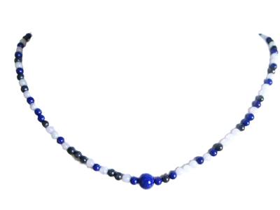 Chalcedon Saphir Lapislazuli blau Edelstein Kette Halskette Längenwahl