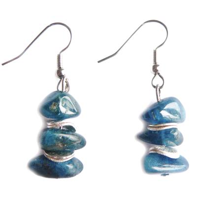 Boho Naturstein Ohrringe Damen - Jaspis Dreiecke Gold Heilstein