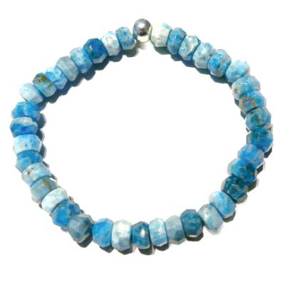 Apatit hellblau facettiert Edelstein Button Armband