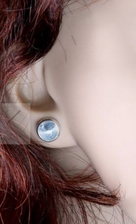 Aquamarin Cabochon blau Edelstein Ohrstecker Silber