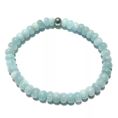 Aquamarin Edelstein Button Armband Größenwahl