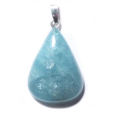 Aquamarin freeform Edelstein Ketten Silber Anhänger