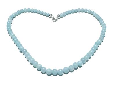 Aquamarin Edelstein Kugel Kette Halskette 925er Echtsilberverschluss