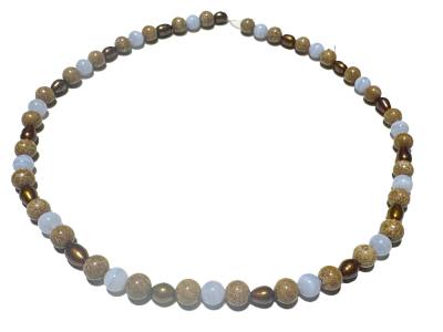 Aragonit Perlen Chalcedon beige braun blau Edelstein Designer Halskette Größenwahl