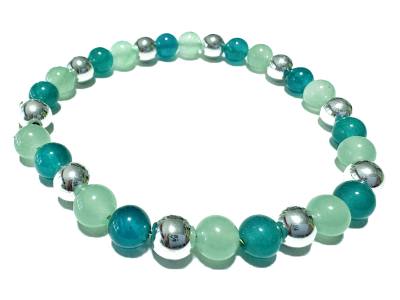 Aventurin Jade blaugrün Hämatit Edelstein Stretch Armband Längenwahl